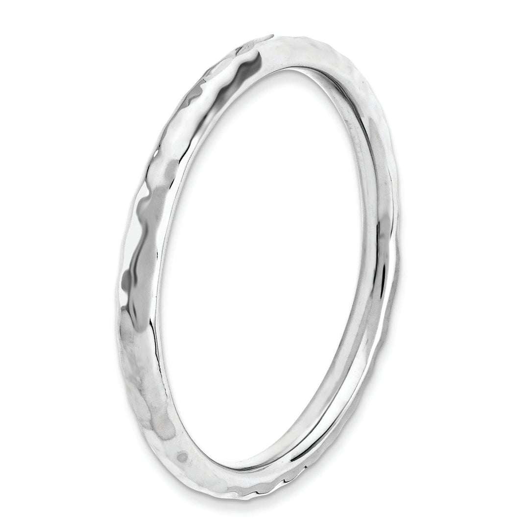 Stackable Expressions Ring Sterling Silver Rhodium Hammered Ring