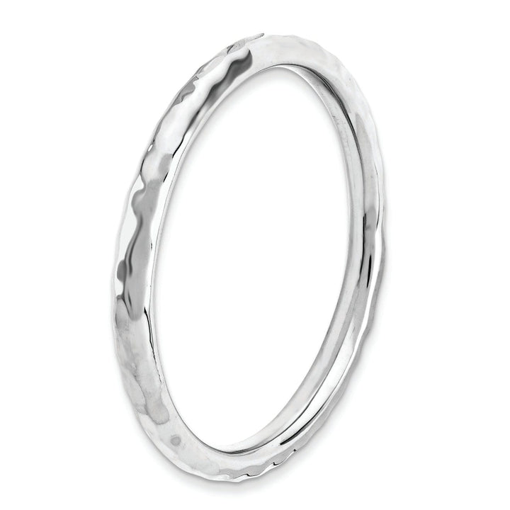 Stackable Expressions Ring Sterling Silver Rhodium Hammered Ring