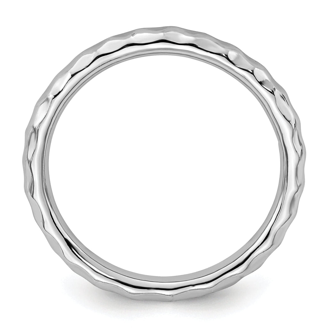 Stackable Expressions Ring Sterling Silver Rhodium Hammered Ring