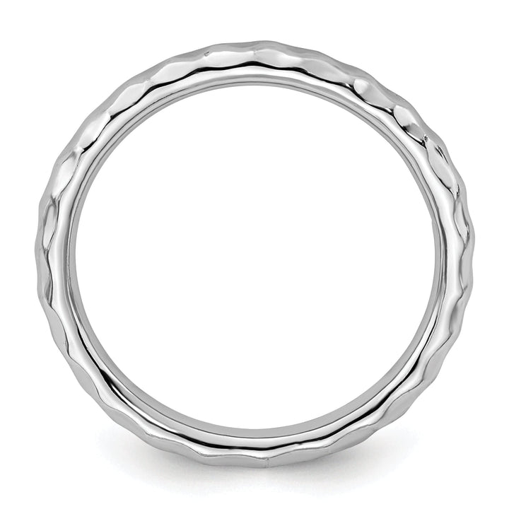 Stackable Expressions Ring Sterling Silver Rhodium Hammered Ring