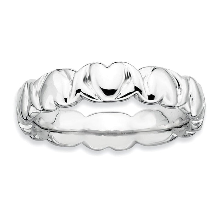 Stackable Expressions Ring Sterling Silver Rhodium Hearts Ring