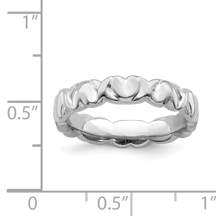 Stackable Expressions Ring Sterling Silver Rhodium Hearts Ring