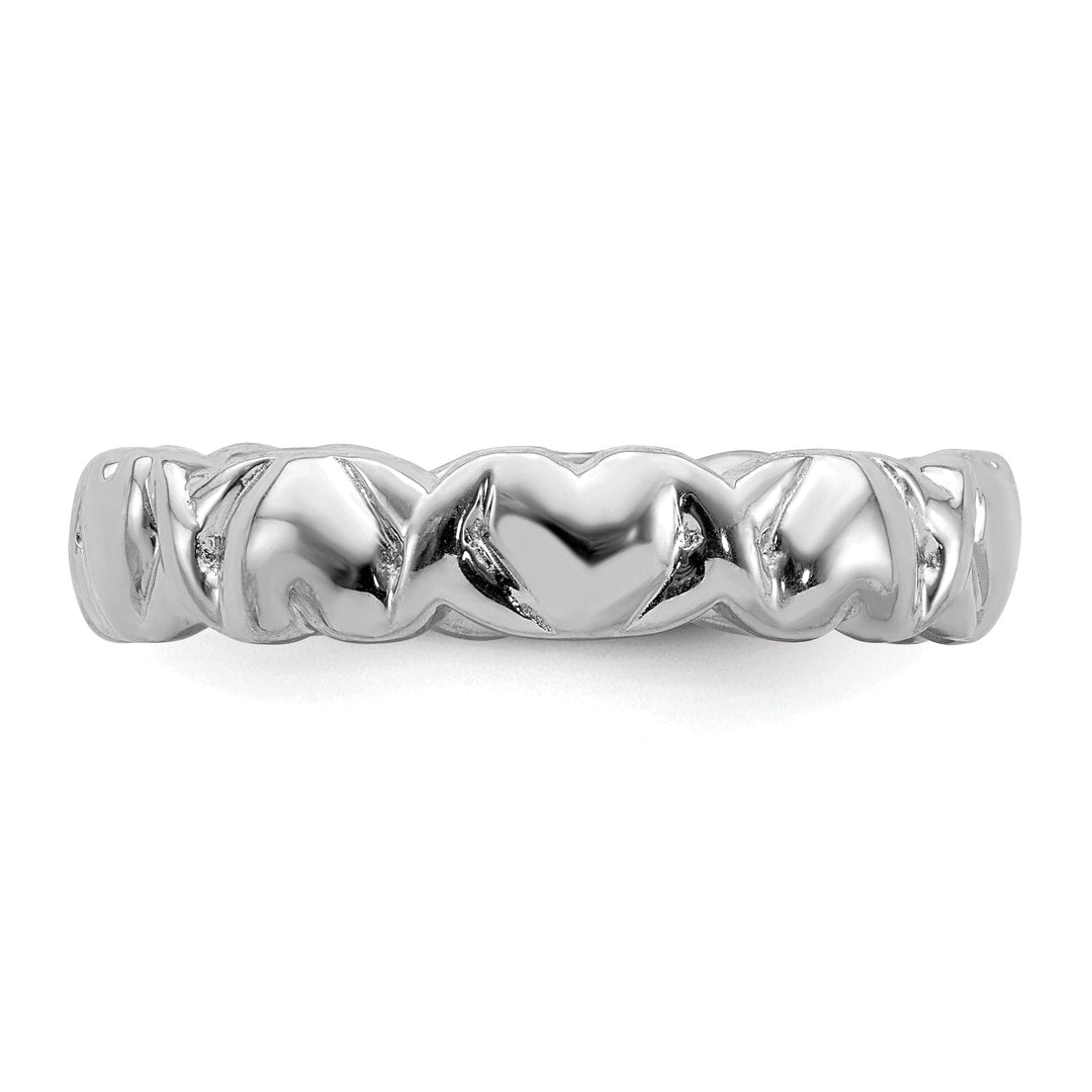 Stackable Expressions Ring Sterling Silver Rhodium Hearts Ring