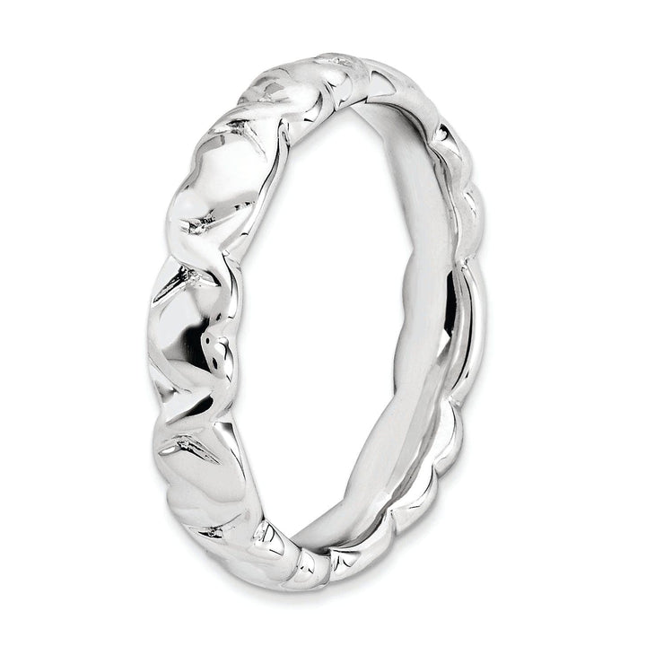 Stackable Expressions Ring Sterling Silver Rhodium Hearts Ring