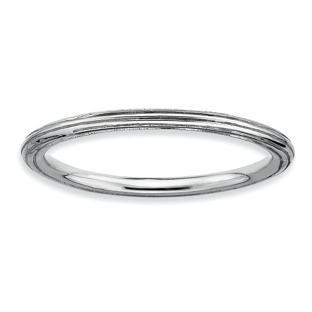 Stackable Expressions Ring Sterling Silver Rhodium Step-Down Ring