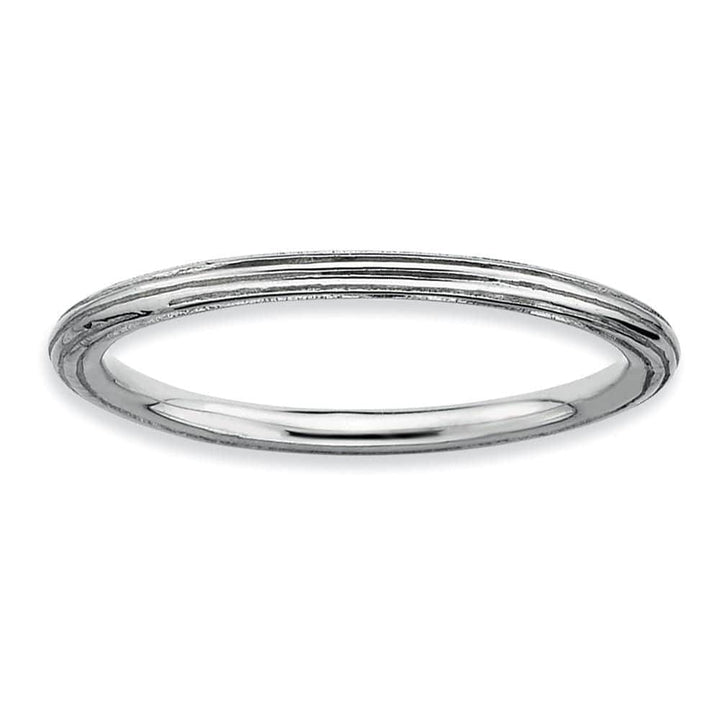 Stackable Expressions Ring Sterling Silver Rhodium Step-Down Ring