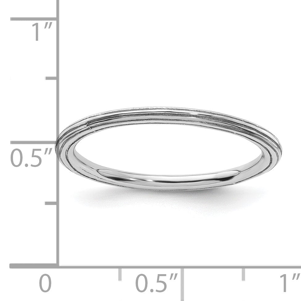 Stackable Expressions Ring Sterling Silver Rhodium Step-Down Ring