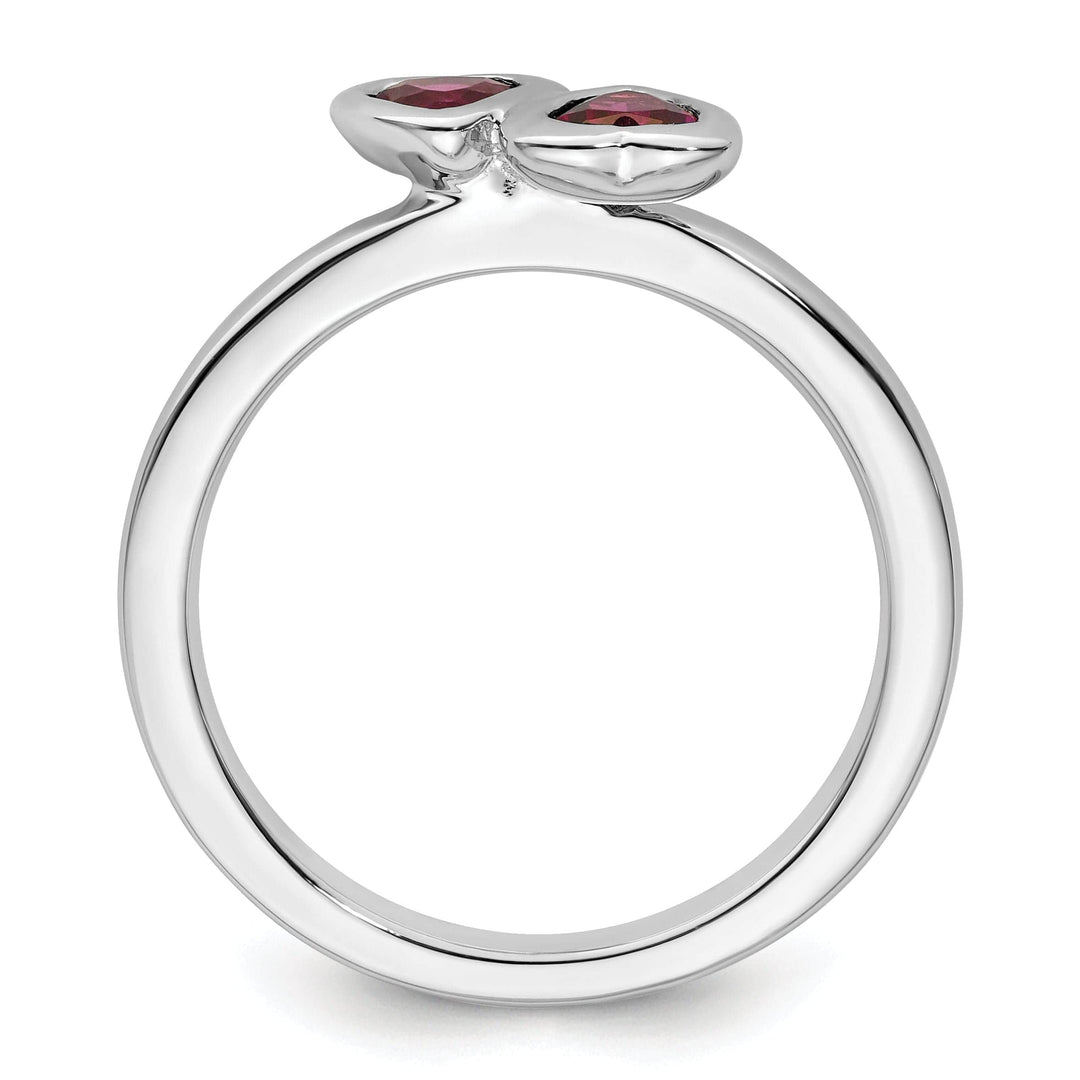 Stackable Expressions Ring Sterling Silver Rhodolite Garnet Double Heart Ring