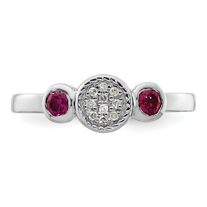 Stackable Expressions Ring Sterling Silver Round Created Ruby Diamond Ring