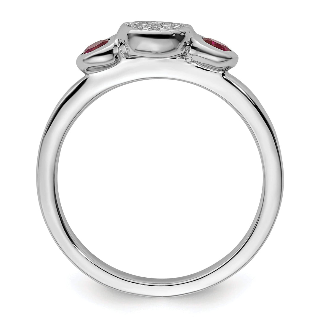 Stackable Expressions Ring Sterling Silver Round Created Ruby Diamond Ring