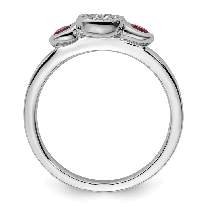 Stackable Expressions Ring Sterling Silver Round Created Ruby Diamond Ring