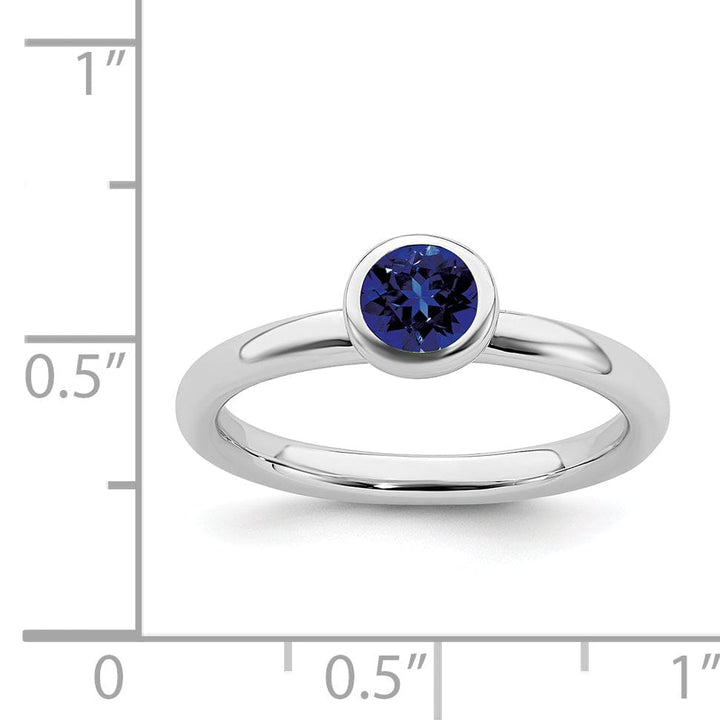 Stackable Expressions Ring Sterling Silver Round Created Sapphire Ring