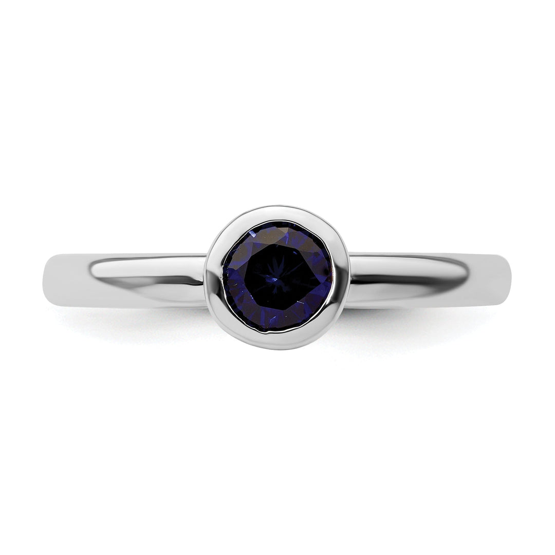 Stackable Expressions Ring Sterling Silver Round Created Sapphire Ring