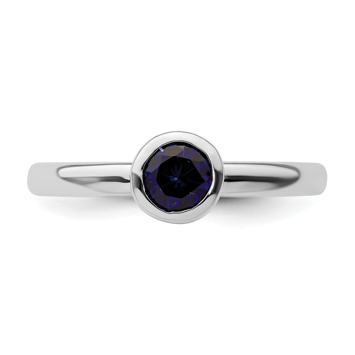 Stackable Expressions Ring Sterling Silver Round Created Sapphire Ring