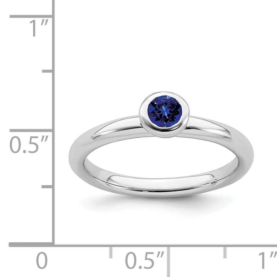 Stackable Expressions Ring Sterling Silver Round Created Sapphire Ring