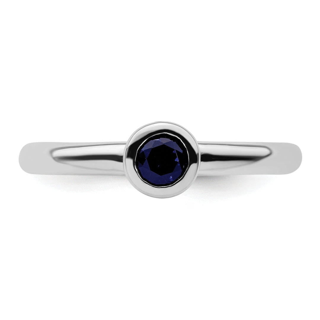 Stackable Expressions Ring Sterling Silver Round Created Sapphire Ring