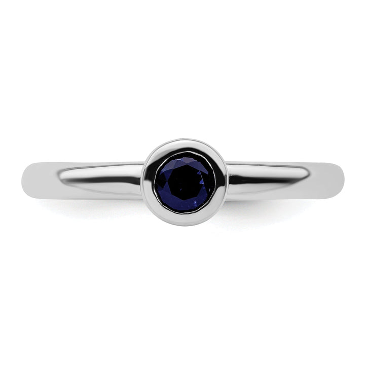 Stackable Expressions Ring Sterling Silver Round Created Sapphire Ring