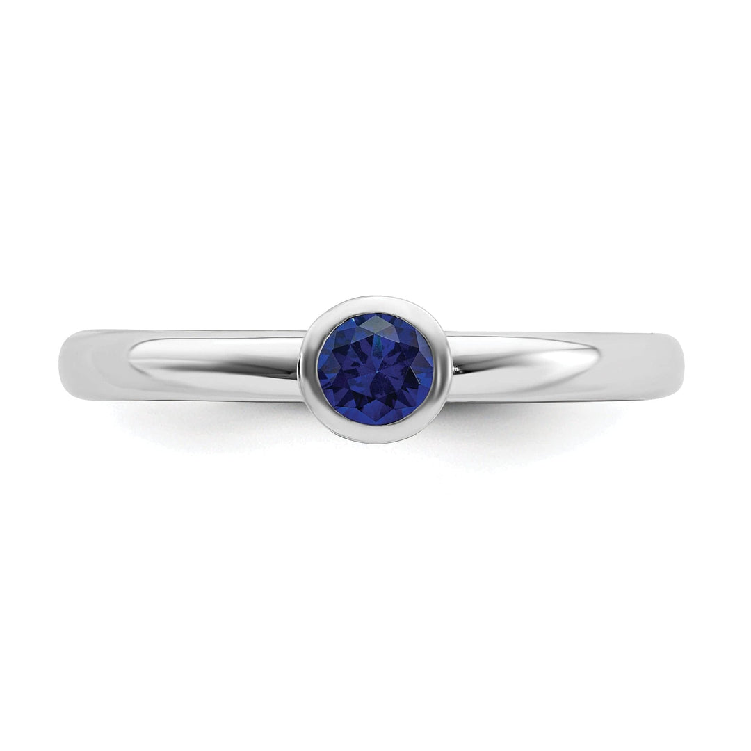 Stackable Expressions Ring Sterling Silver Round Created Sapphire Ring