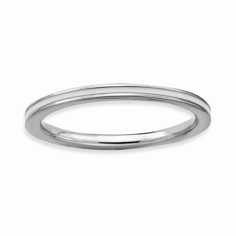 Stackable Expressions Ring Sterling Silver White Enameled 1.5MM Ring