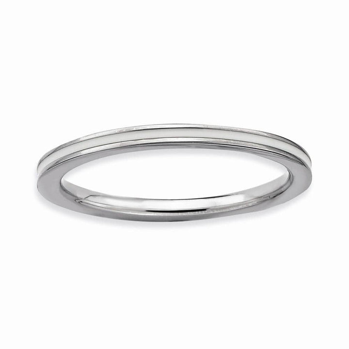 Stackable Expressions Ring Sterling Silver White Enameled 1.5MM Ring