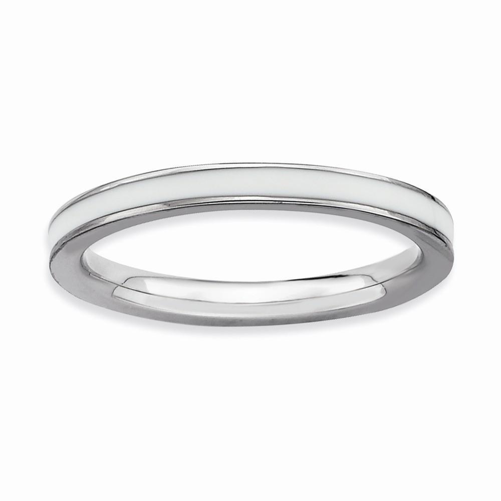 Stackable Expressions Ring Sterling Silver White Enameled 2.25MM Ring