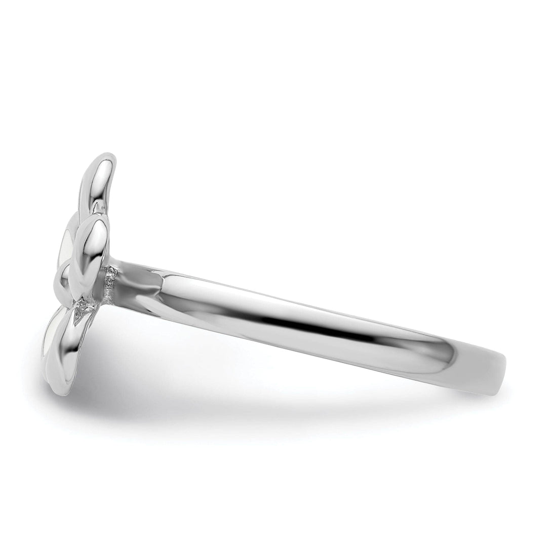 Stackable Expressions Ring Sterling Silver White Enameled Flower Ring