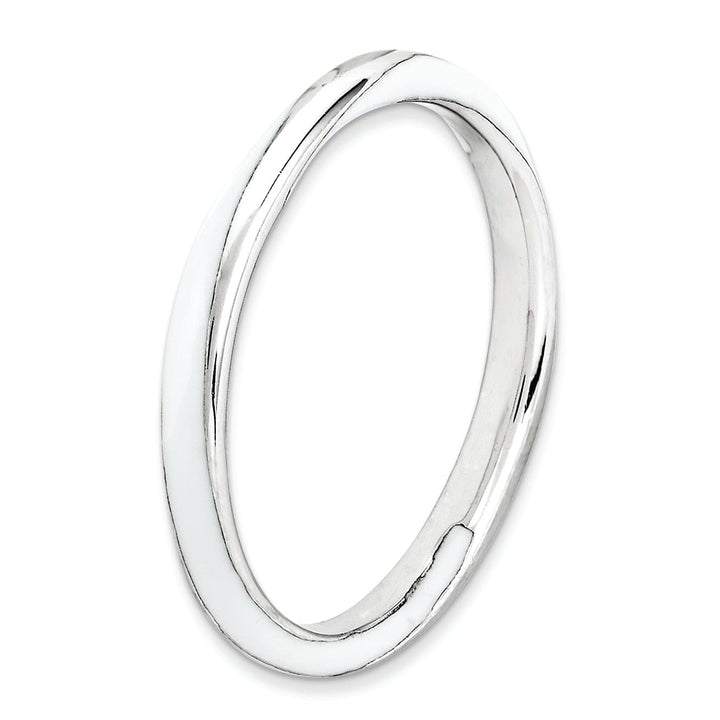 Stackable Expressions Ring Sterling Silver White Enameled Stackable Ring