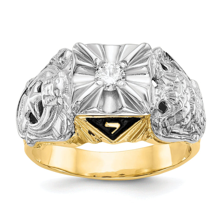 Lovely Rita's Ring Stock Size Ring Are Refundable Size 10 14k Two Tone Gold Diamond Men's Masonic Ring