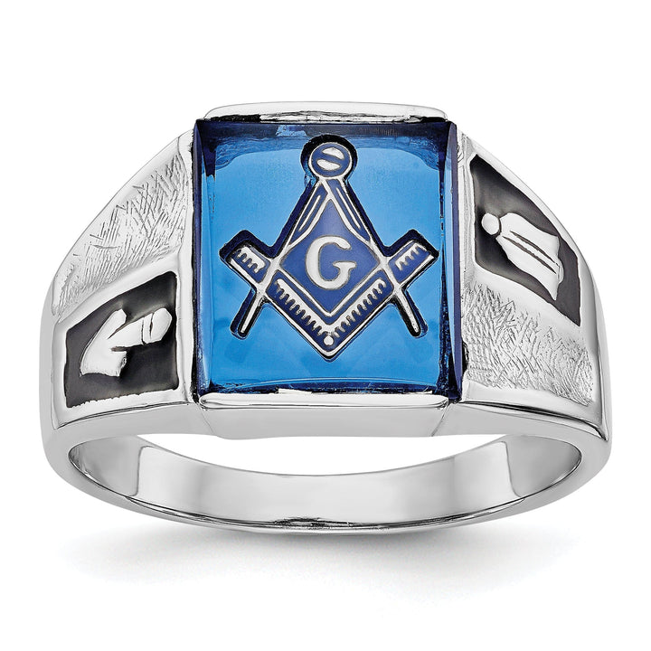 Lovely Rita's Ring Stock Size Ring Are Refundable Size 10 14k White Gold Men's Blue Masonic Ring
