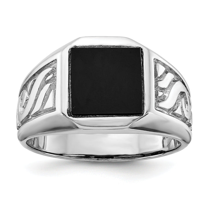 Lovely Rita's Ring Stock Size Ring Are Refundable Size 10 14k White Gold Men's Polished Onyx Ring