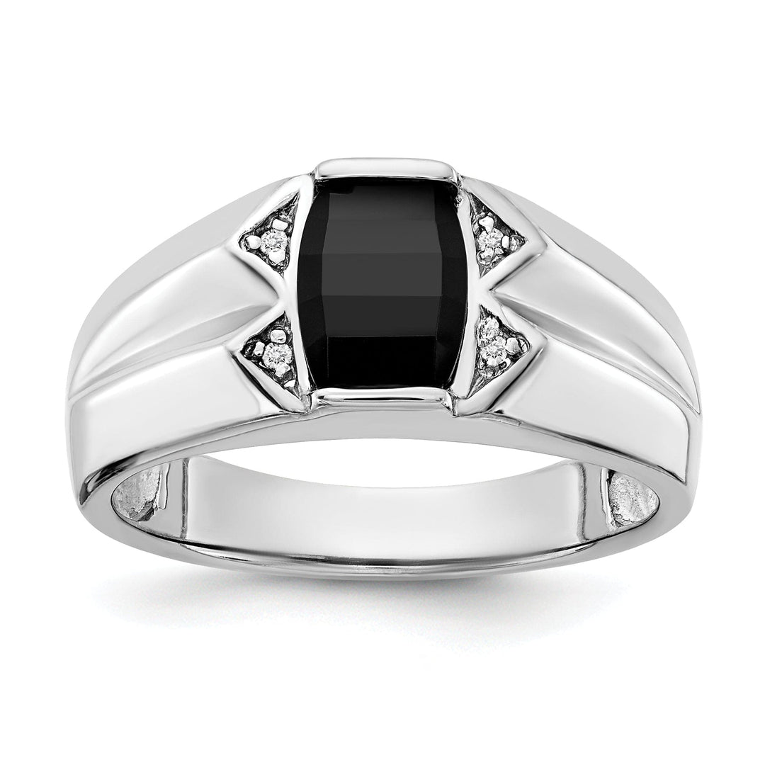 Lovely Rita's Ring Stock Size Ring Are Refundable Size 10 14k White Gold Polished Men's Onyx Diamond Ring