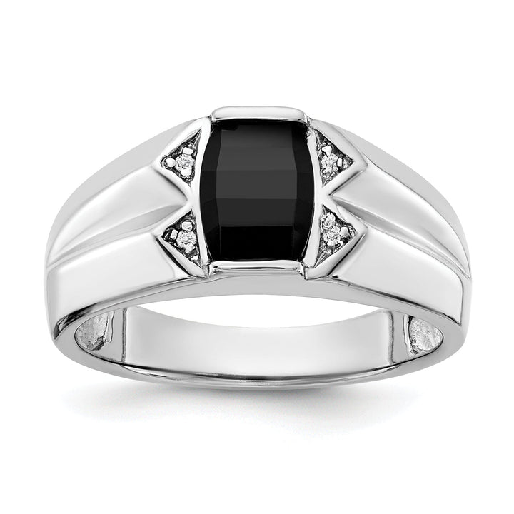 Lovely Rita's Ring Stock Size Ring Are Refundable Size 10 14k White Gold Polished Men's Onyx Diamond Ring