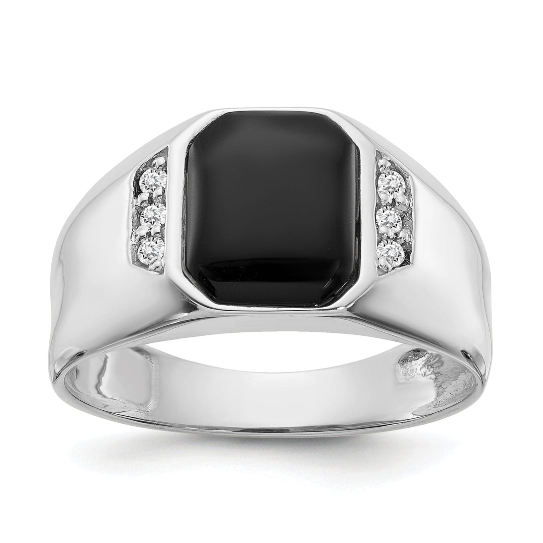 Lovely Rita's Ring Stock Size Ring Are Refundable Size 10 14k White Gold Polished Men's Onyx Diamond Ring
