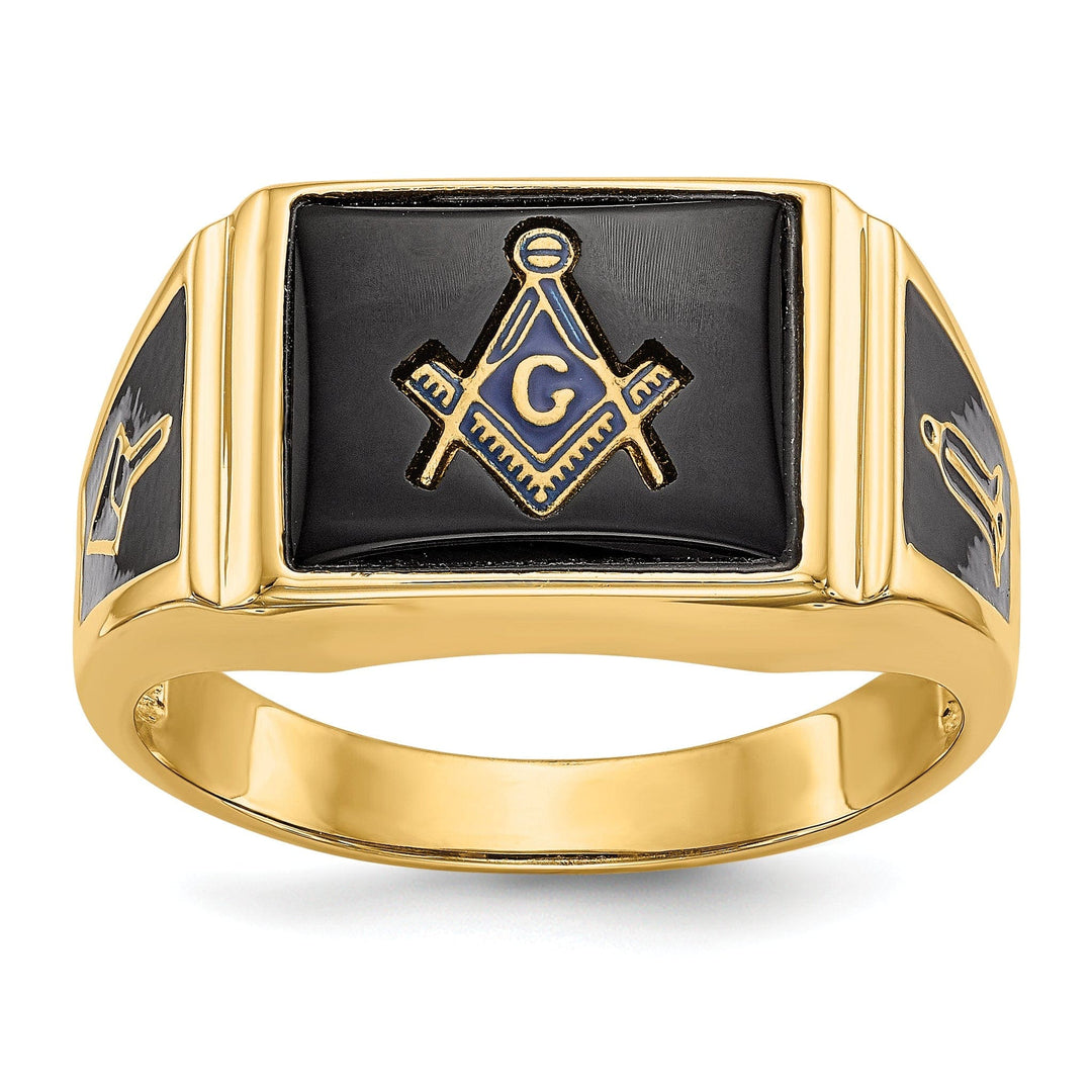 Lovely Rita's Ring Stock Size Ring Are Refundable Size 10 14k Yellow Gold Diamond Men's Onyx Masonic Ring