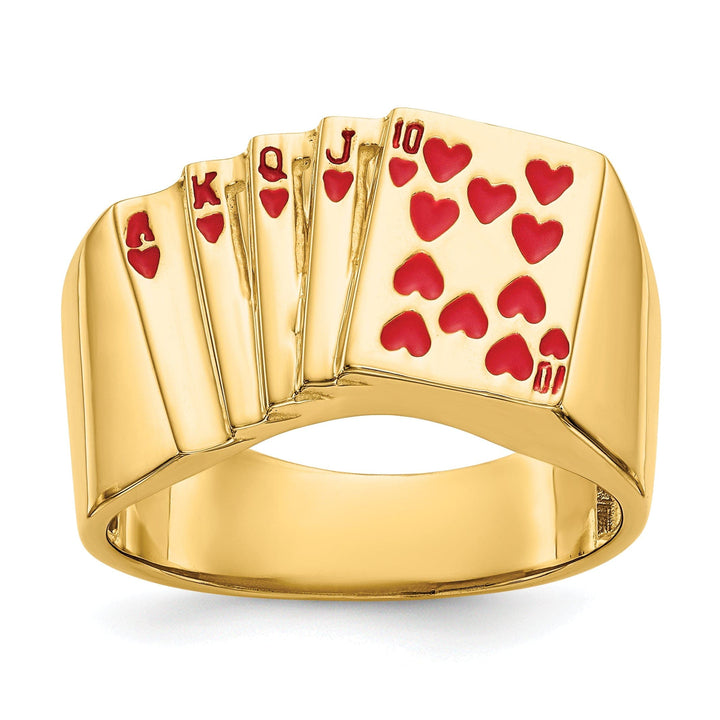 Lovely Rita's Ring Stock Size Ring Are Refundable Size 10 14k Yellow Gold Men's Enameled Royal Flush Ring