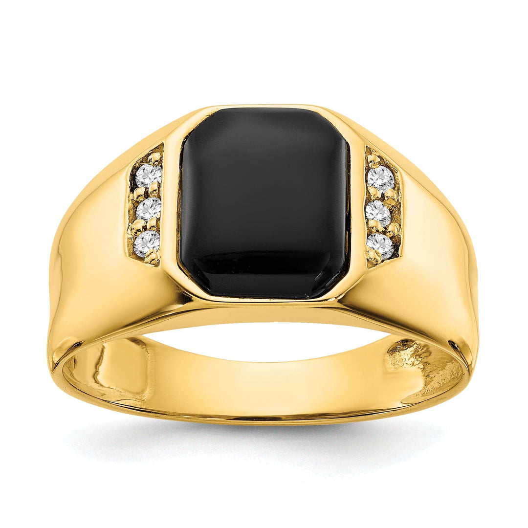 Lovely Rita's Ring Stock Size Ring Are Refundable Size 10 14k Yellow Gold Polished Men's Onyx Diamond Ring