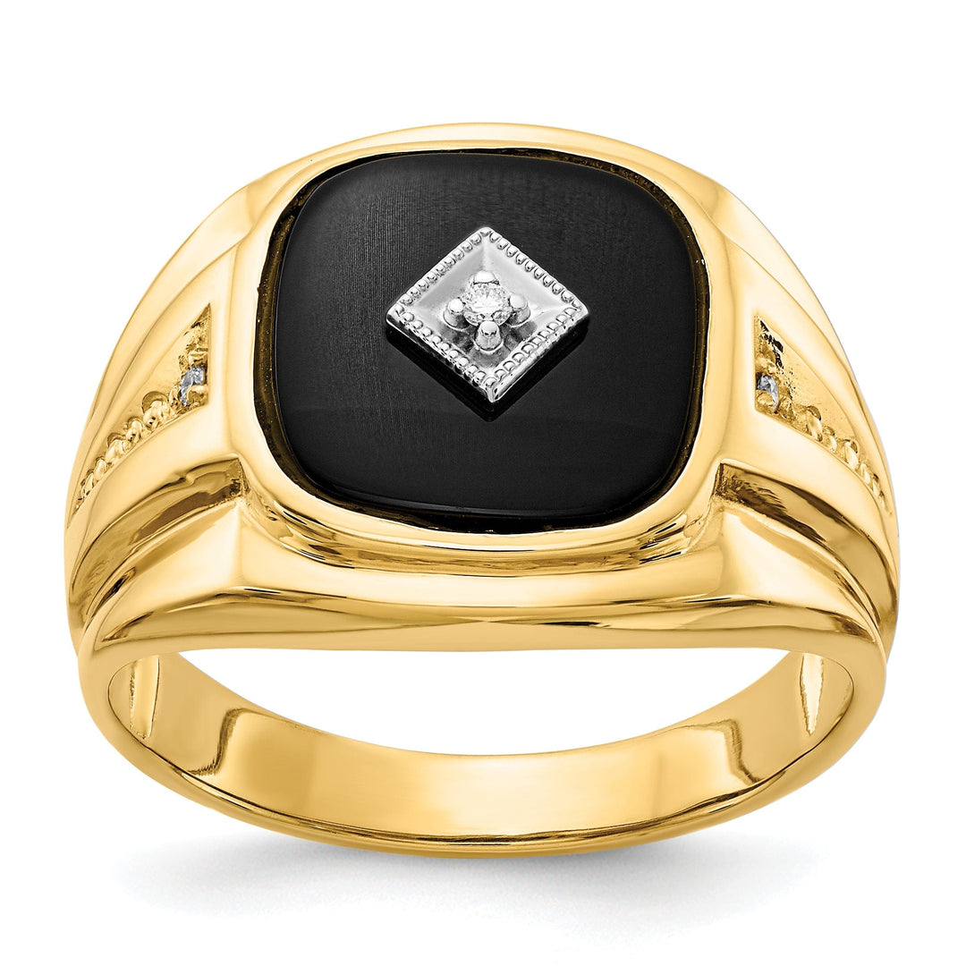 Lovely Rita's Ring Stock Size Ring Are Refundable Size 10 14k Yellow Rhodium Men's Onyx Diamond Ring