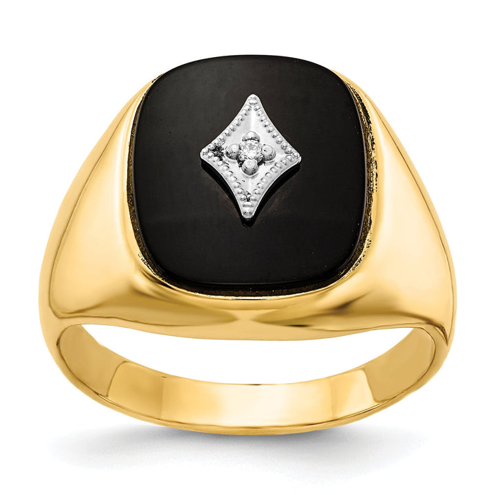 Lovely Rita's Ring Stock Size Ring Are Refundable Size 9.5 14k Yellow Gold Polished Men's Onyx Diamond Ring