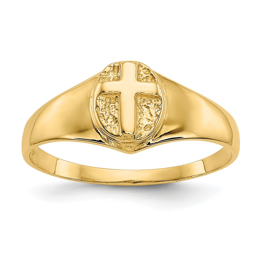 Lovely Rita's Ring Stock Size Size 3.5 (Refundable) 14k Yellow Gold Cross Children's Ring