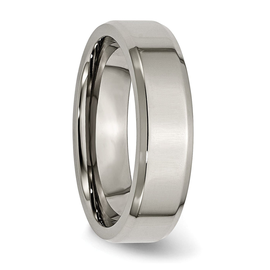 Bridal Ring Titanium Brushed Beveled Wedding Band