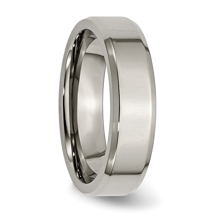 Bridal Ring Titanium Brushed Beveled Wedding Band