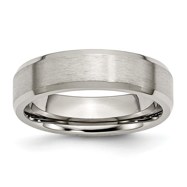 Bridal Ring Titanium Brushed Beveled Wedding Band