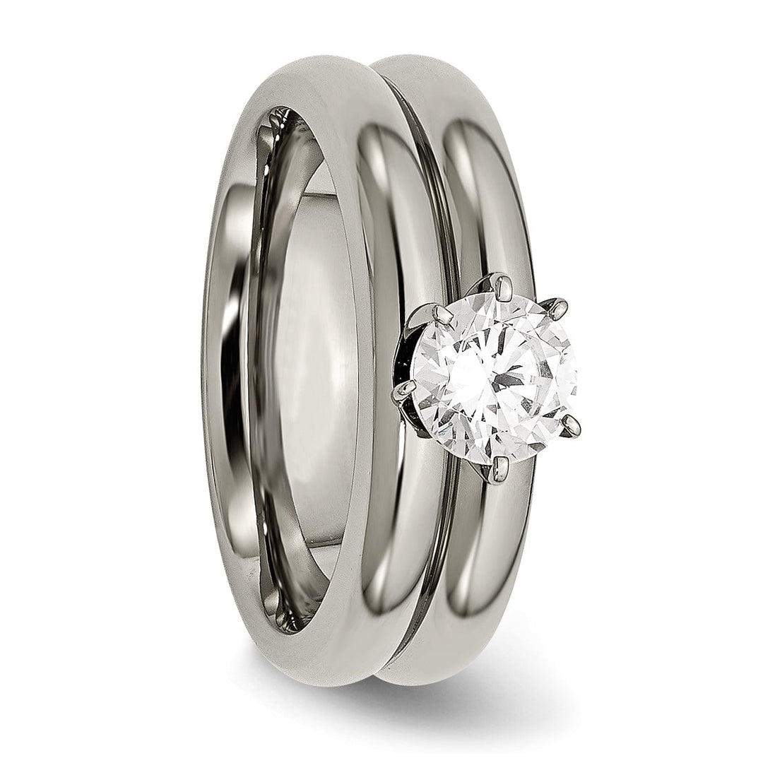 Bridal Ring Titanium cubic zirconia ring