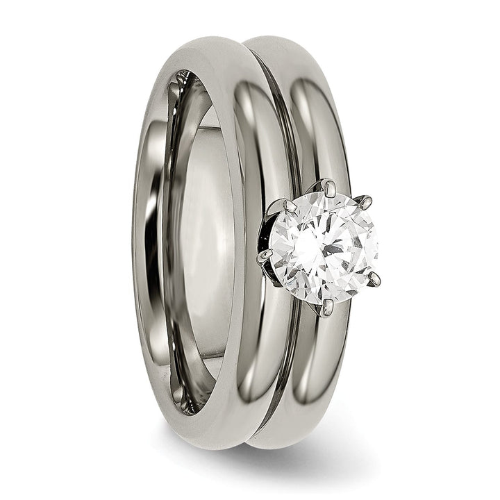 Bridal Ring Titanium cubic zirconia ring
