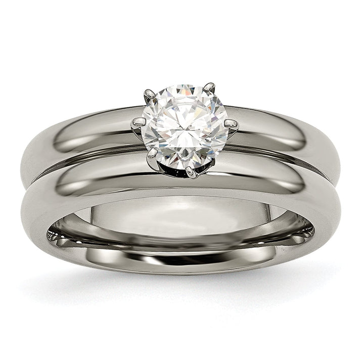 Bridal Ring Titanium cubic zirconia ring