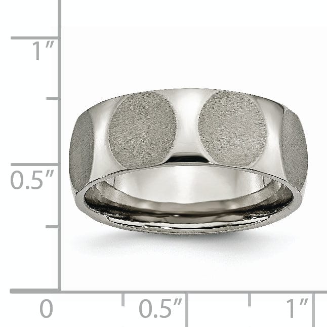Bridal Ring Titanium Faceted Brushed Band