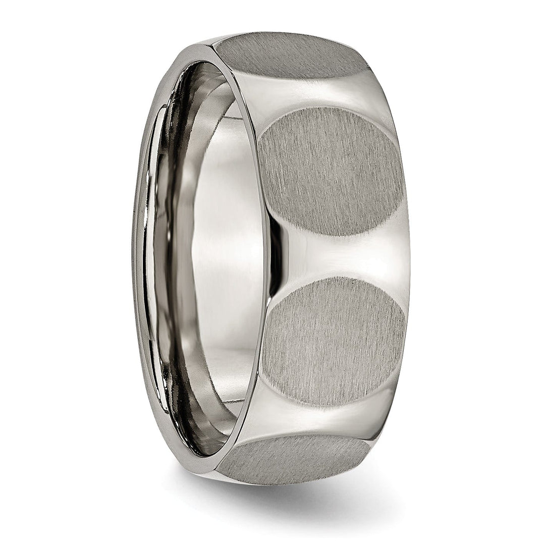 Bridal Ring Titanium Faceted Brushed Band