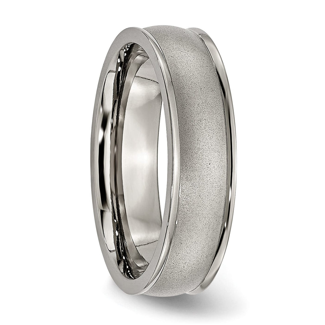 Bridal Ring Titanium Ridged Edge 8MM Brushed and Polished Band