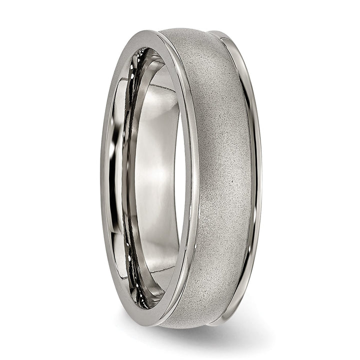 Bridal Ring Titanium Ridged Edge 8MM Brushed and Polished Band