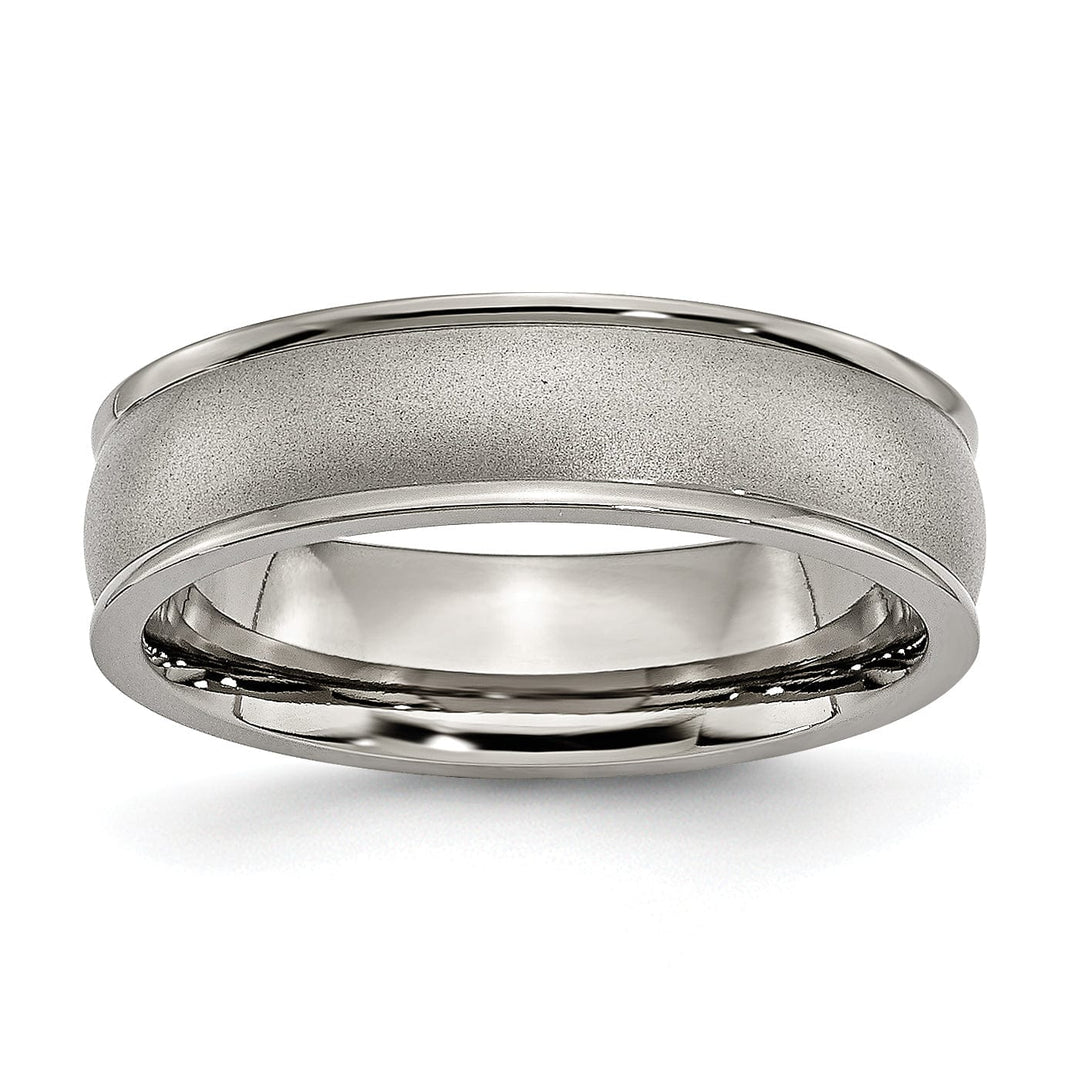 Bridal Ring Titanium Ridged Edge 8MM Brushed and Polished Band